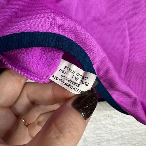 Under Armour Girl Fuchsia Loose Coldgear Dual Logo Fleece Hoodie 1317812 YLG - Picture 6 of 6